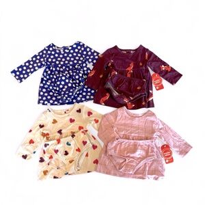 NWT Girls 0-3 month dresses and bloomers lot